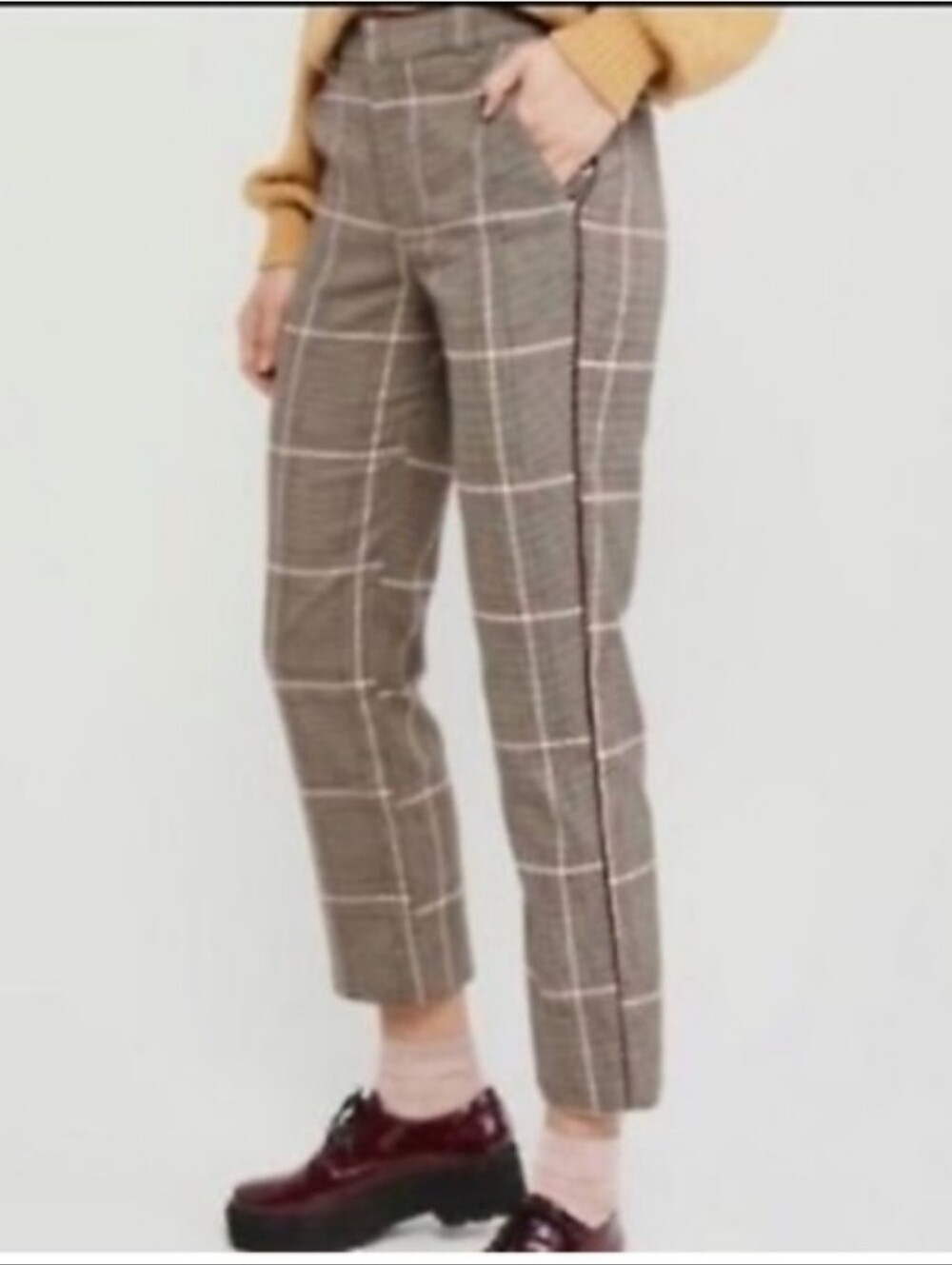 Abercrombie & Fitch Simone High Rise Ankle Flare Plaid Pants Eclectic Academia